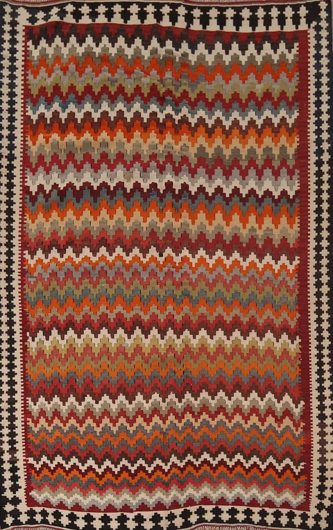 Vegetable Dye Kilim Qashqai Flat Weave Persian Rug 5x8