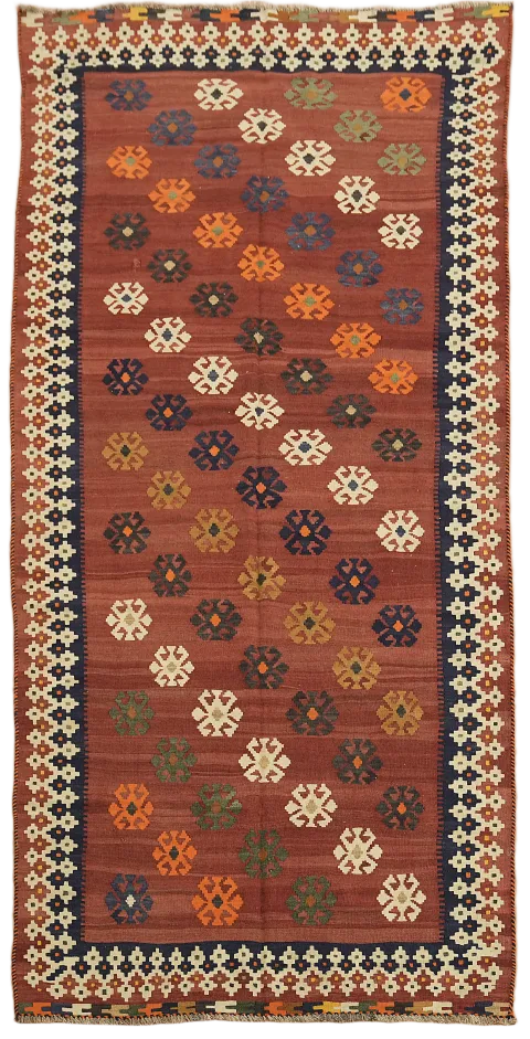Vegetable Dye Kilim Qashqai Nomadic Persian Rug 5x10