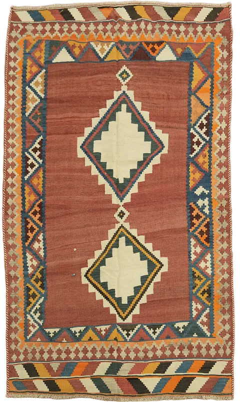 Vegetable Dye Kilim Qashqai Flat Weave Persian Rug 5x7