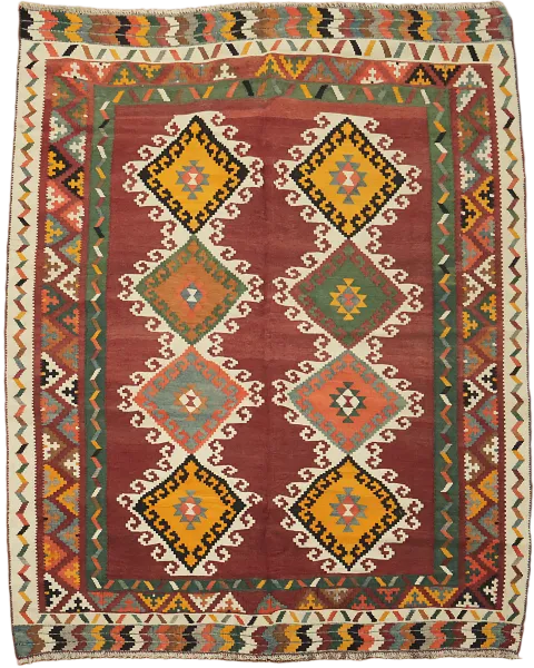 Vegetable Dye Kilim Qashqai Persian Rug 5x6