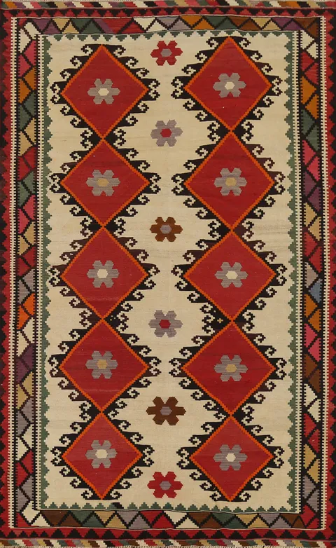 Vegetable Dye Kilim Qashqai Persian Area Rug 5x8