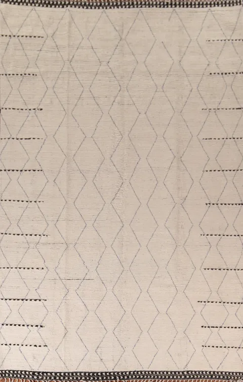 All-Over Ivory Moroccan Oriental Area Rug 9x13
