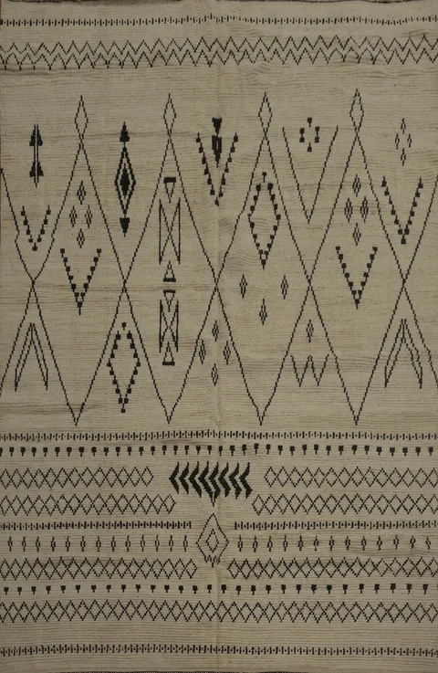 Modern Moroccan Area Rug 8x10 with Geometric Design
