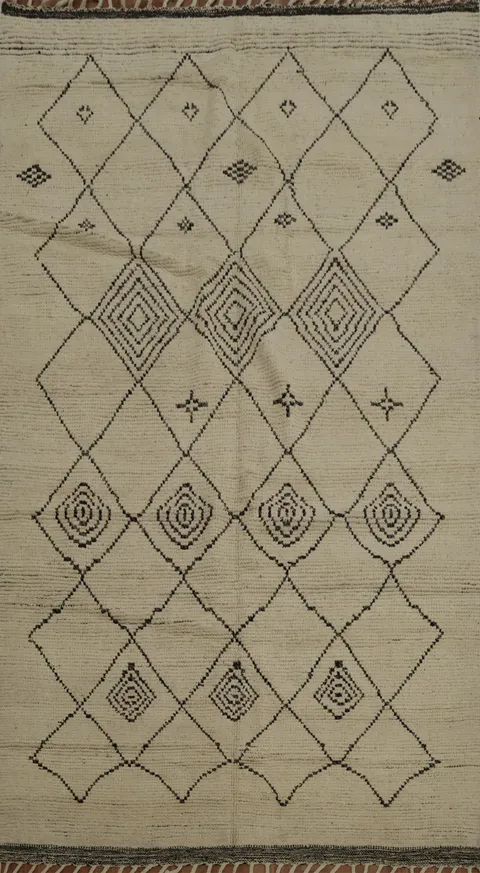 Trellis Wool Handmade Moroccan Living Room Area Rug 5x9
