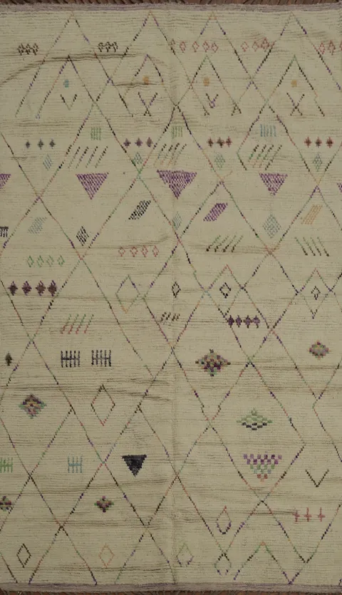 Handmade Wool Geometric Moroccan Area Rug 6x10