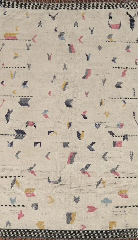 Earth Tone Wool Moroccan Oriental Area Rug 5x9