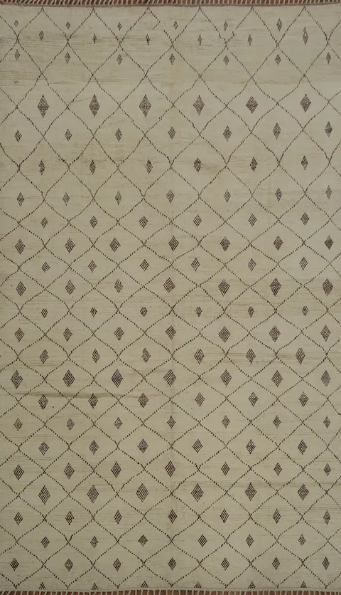 All-Over Trellis Wool Moroccan Large Oriental Rug 10x15