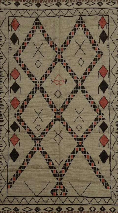 Rustic Elegance Ethnic Diamond Design Wool Moroccan Area Rug 6x10