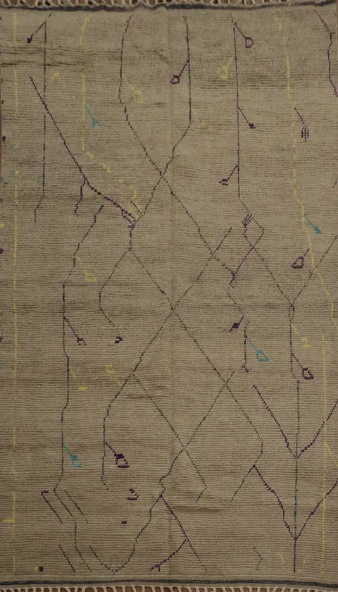 Contemporary Moroccan Area Rug 6x10 with Artistic Linework
