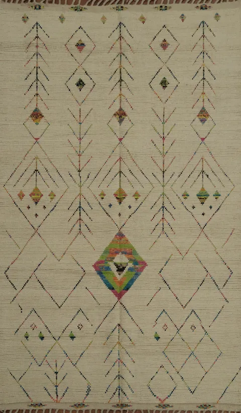 Ivory Geometric Moroccan Oriental Area Rug 6x10