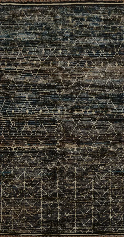 Sophisticated Dark Moroccan Area Rug 6x10 with Textured Patterns