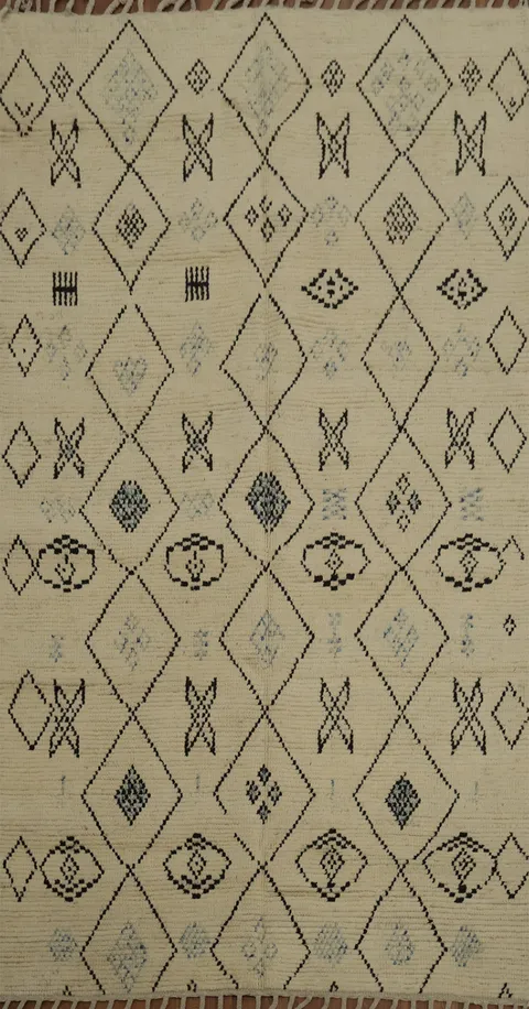 All-Over Ivory Moroccan Oriental Area Rug 5x9