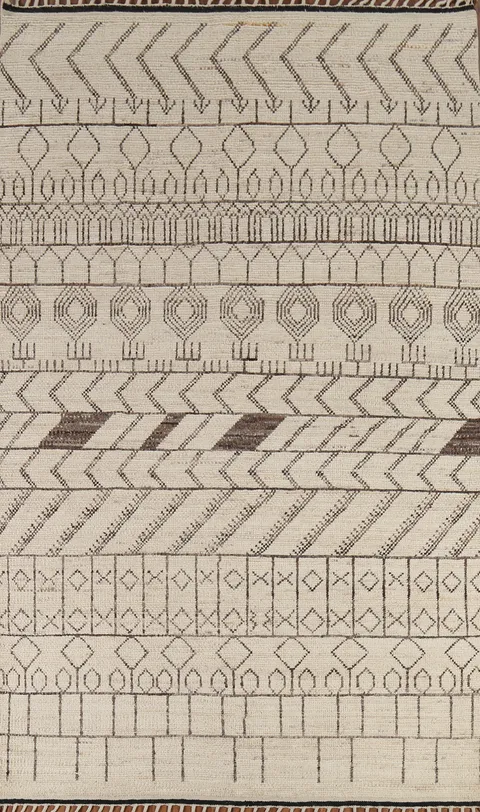 All-Over Ivory Moroccan Oriental Area Rug 7x11