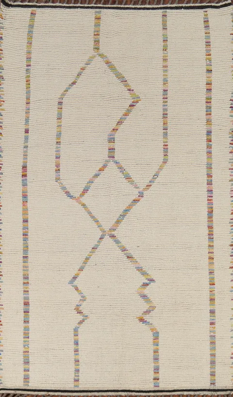 All-Over Ivory Moroccan Oriental Area Rug 5x9
