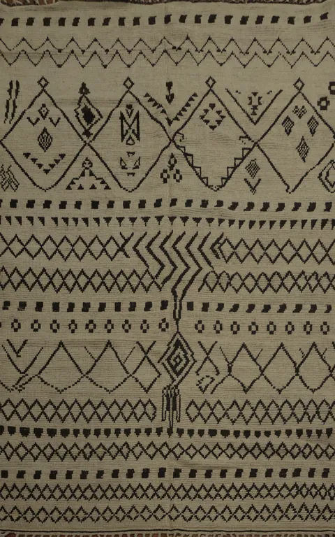 All-Over Ivory Moroccan Oriental Area Rug 7x11