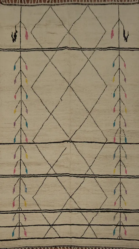 Ivory Wool Handmade Moroccan Area Rug 6x10
