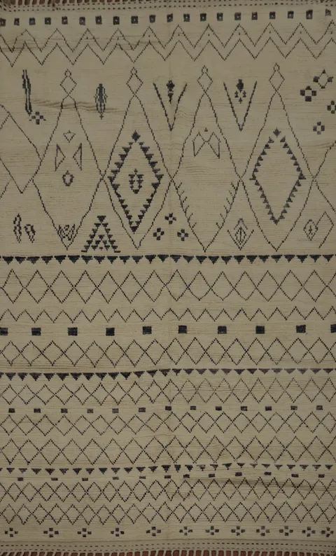 Artisan Moroccan Area Rug 7x11 with Tribal Patterns and Textures