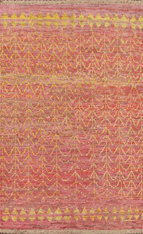 All-Over Handmade Wool Moroccan Area Rug 6x10