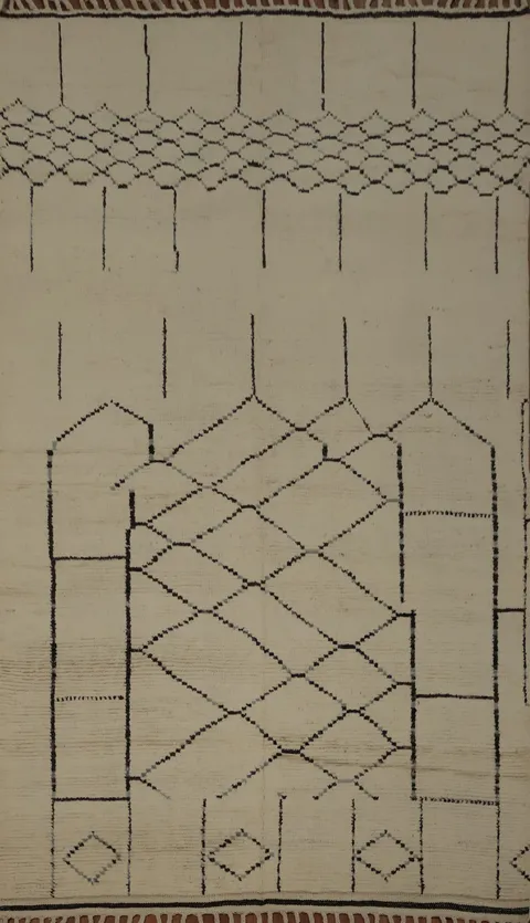 Authentic Moroccan Area Rug 6x10 Featuring Unique Patterned Lines