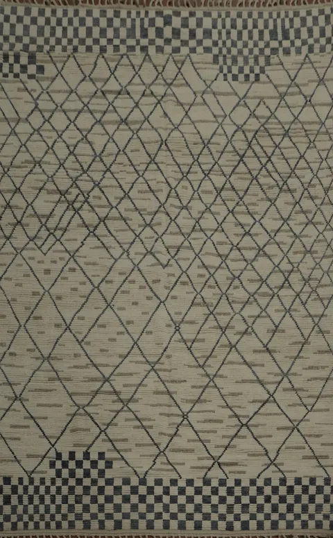 Refined Lattice Patterns on a Moroccan Area Rug 8x11
