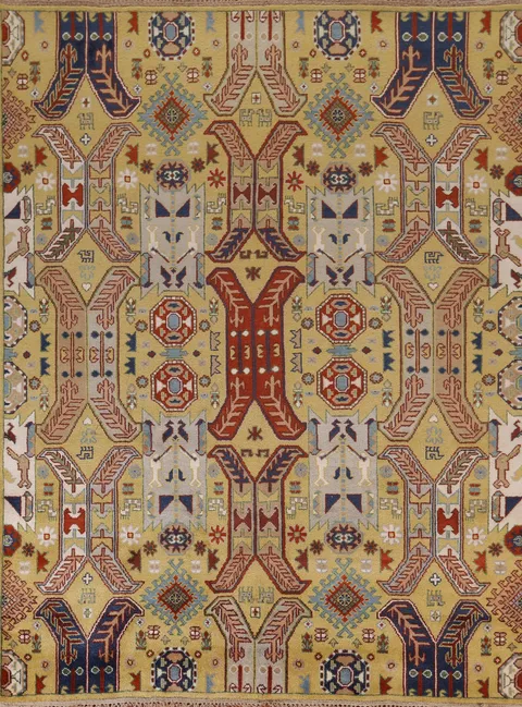 All-Over Geometric Kazak Oriental Area Rug 8x10