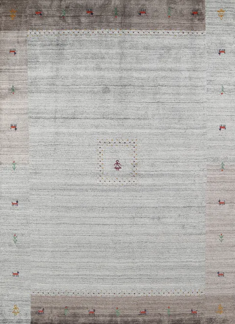 Tribal Wool Striped Gabbeh Indian Area Rug 7x8
