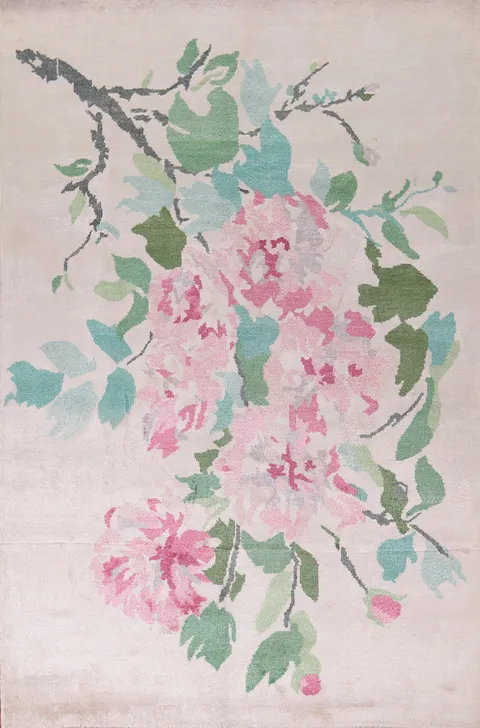 Wool & Silk Floral Handmade Abstract Area Rug 7x10