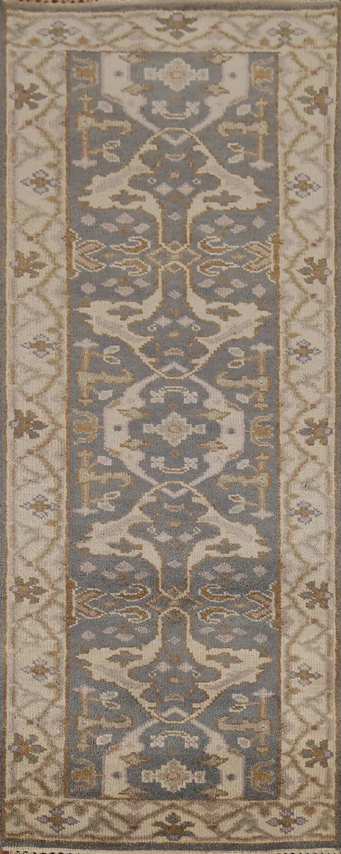 Handmade Gray Oushak Oriental Runner Rug 3x8
