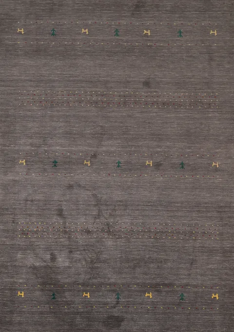 Handmade Gray Gabbeh Indian Area Rug 5x8