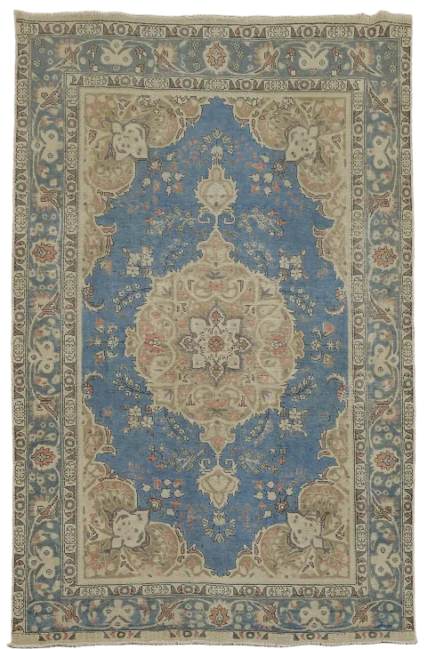 Over-Dyed Blue Tabriz Persian Area Rug 7x10