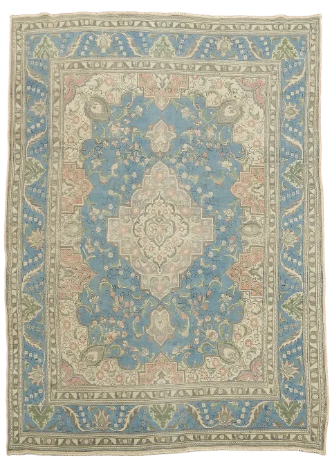 Handmade Blue Floral Tabriz Persian Area Rug 8x11