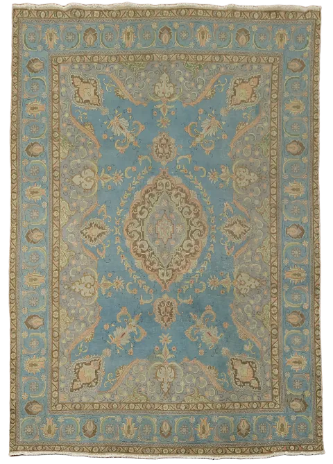 Vintage Blue Tabriz Persian Area Rug 9x12