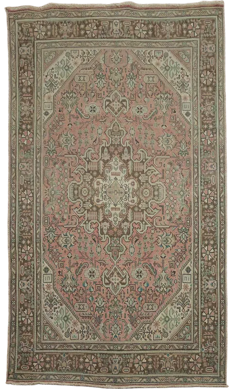 Pink Geometric Tabriz Persian Area Rug 6x10