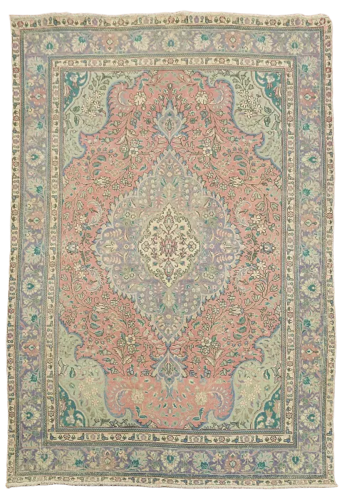 Hand-Knotted Wool Pink Tabriz Persian Wool Area Rug 7x10
