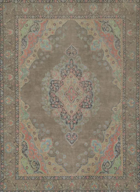 Handmade Brown Wool Tabriz Persian Area Rug 9x13
