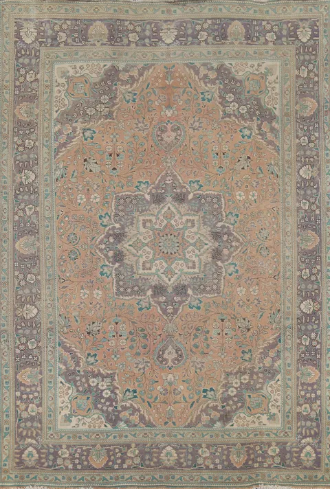 Distressed Wool Tabriz Persian Area Rug 8x11