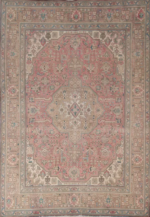 Handmade Pink Tabriz Persian Area Rug 7x10