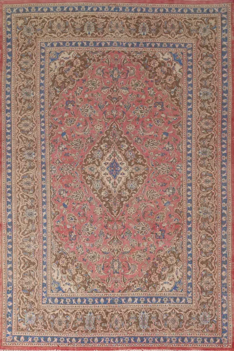 Traditional Pink Mashad Persian Area Rug 6x9