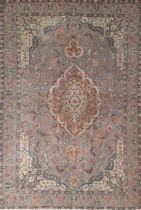 Handmade Gray Tabriz Persian Area Rug 7x11