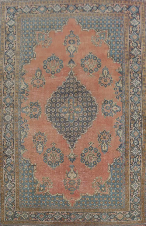 Handmade Wool Vintage Tabriz Persian Area Rug 7x10