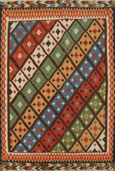 Vegetable Dye Kilim Qashqai Persian Accent Rug 3x5