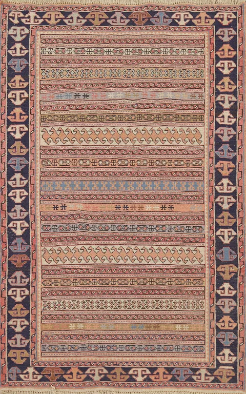 Striped Geometric Kilim Persian Accent Rug 3x5