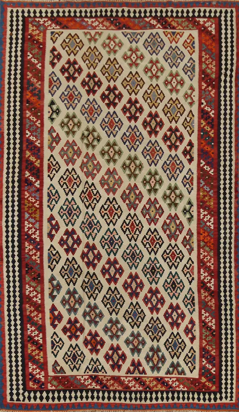 Vegetable Dye Kilim Qashqai Persian Area Rug 5x9