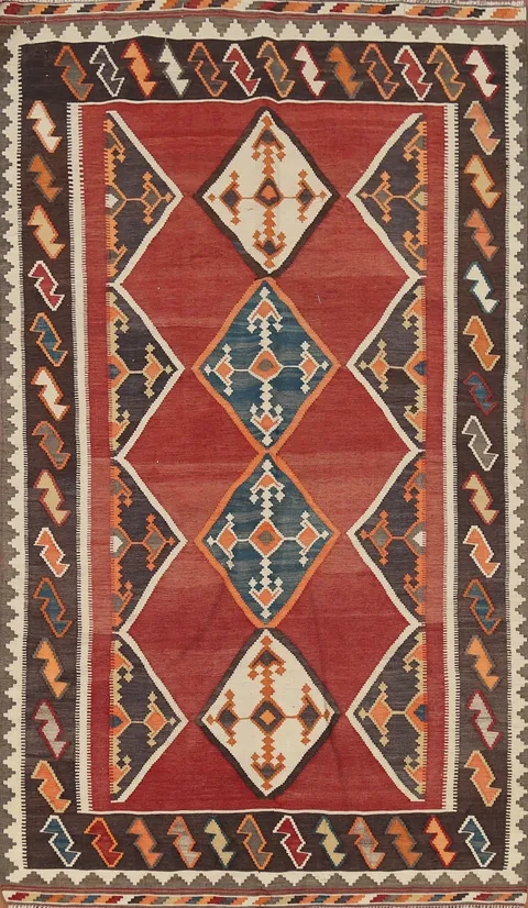 Vegetable Dye Kilim Qashqai Persian Area Rug 5x8