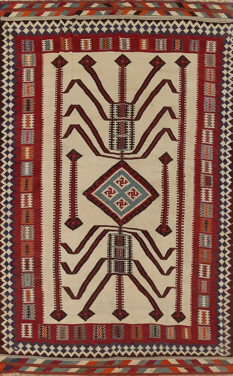 Vegetable Dye Kilim Qashqai Persian Area Rug 6x10