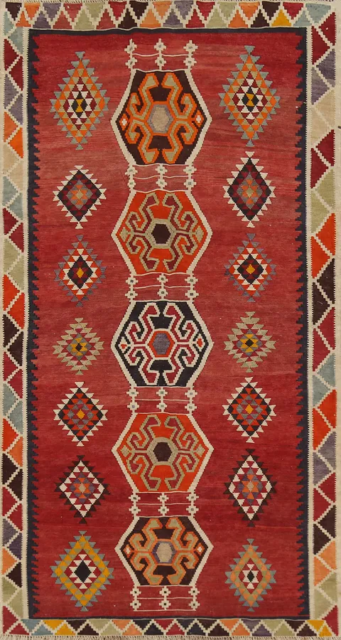 Vegetable Dye Kilim Qashqai Persian Rug 4x8