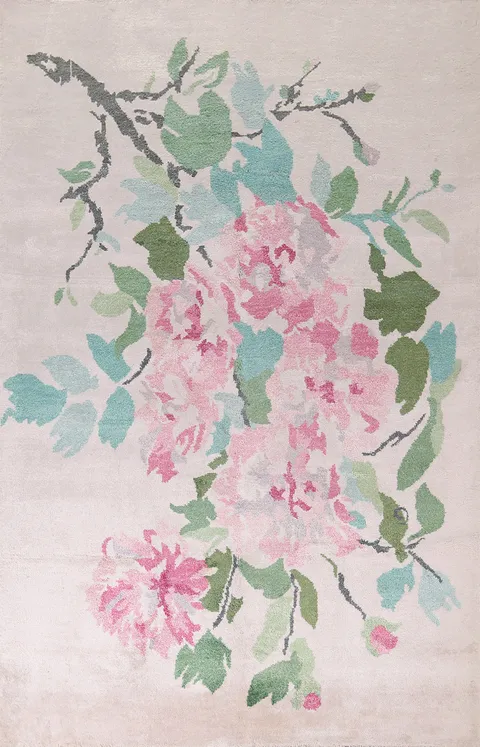Wool & Silk Floral Oriental Area Rug 7x10