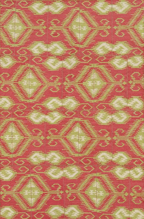 All-Over Pink Geometric Kilim Oriental Rug 5x7