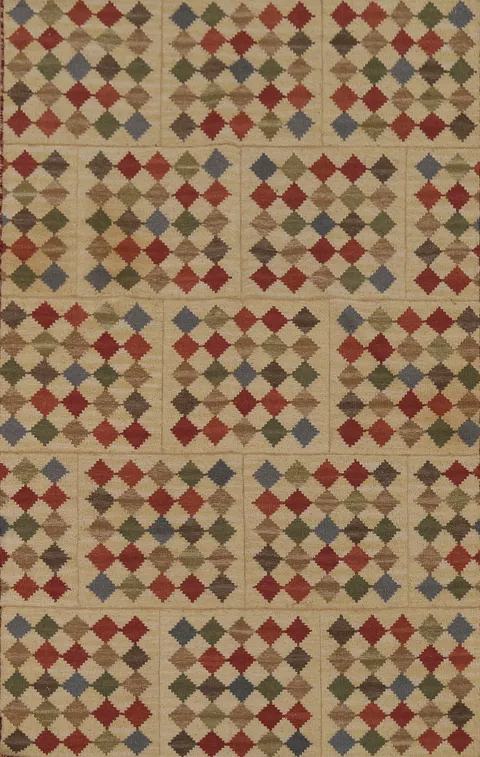 All-Over Flat Weave Geometric Kilim Indian Area Rug 5x8