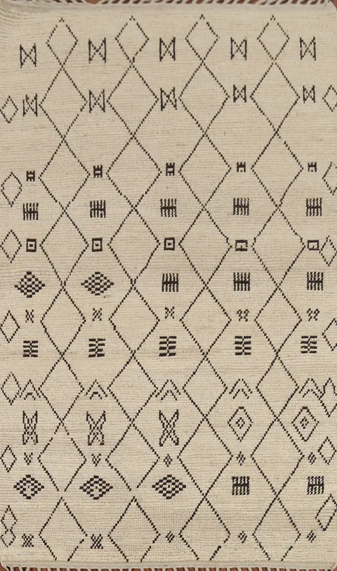 Trellis Wool Geometric Moroccan Area Rug 5x9